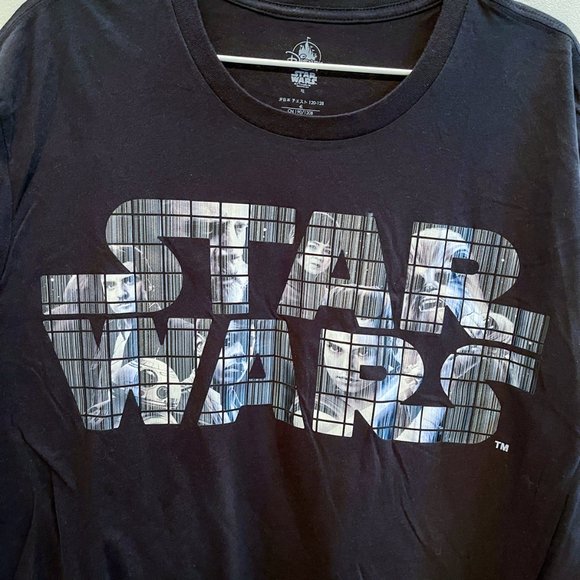 Disney Store Star Wars Lucasfilm Black Graphic Silver Lettering Tshirt Tee Sz XL - Picture 5 of 8